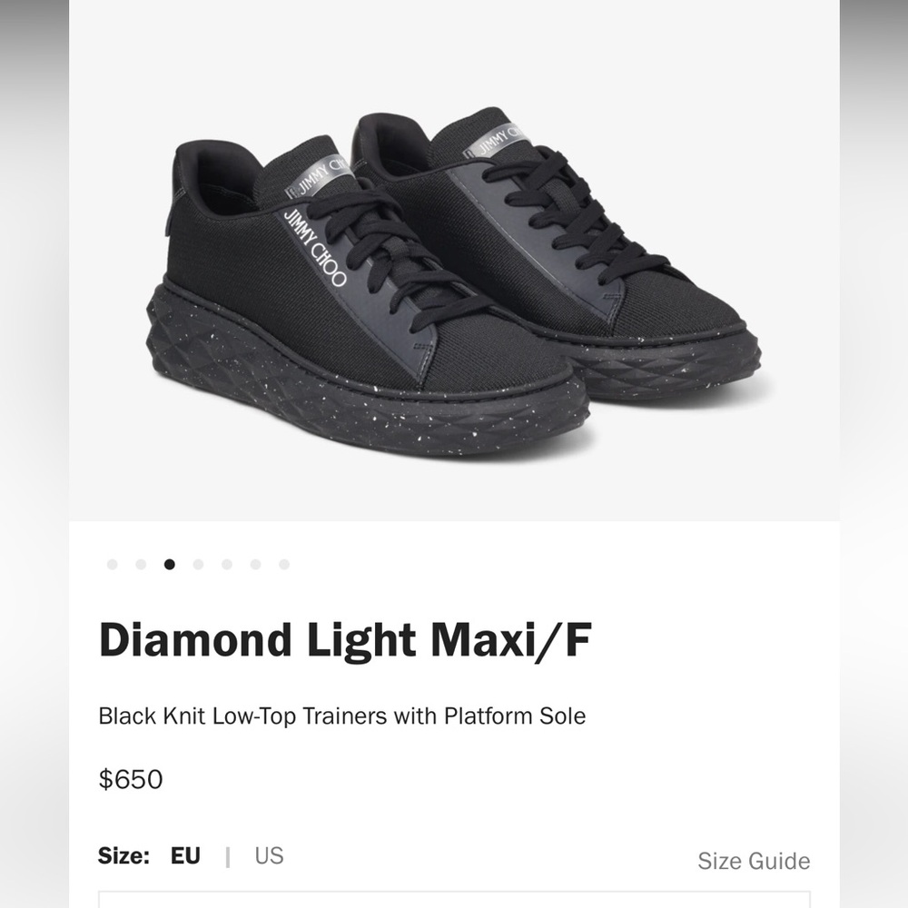 Jimmy Choo Diamond Light Max black sneakers sz 36.5